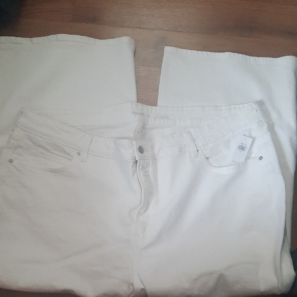 Old Navy Sky-Hi Wide Leg White Jeans Size 24